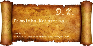 Dianiska Krisztina névjegykártya
